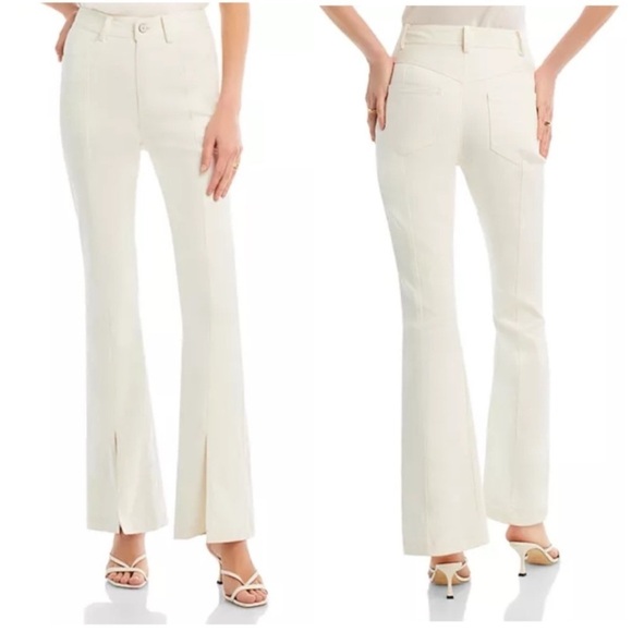 NWT Cinq a Sept Shanis Pant Jeans White Slit Hem White Sz 0 - Picture 1 of 16